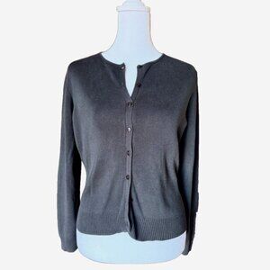 Ann Taylor Factory Women’s MP Black Button-Down Cardigan Round Neck